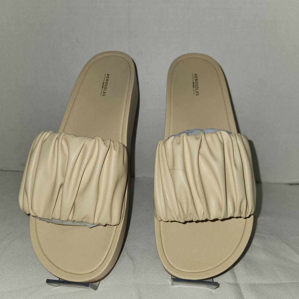 Aersoles Mango Cream Sandals with Soft Ruched Upper